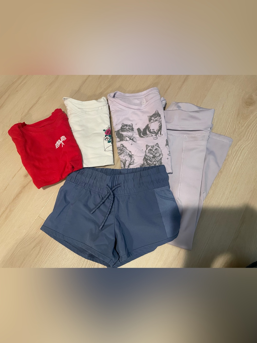 Girls athletic bundle with graphic tees - size 5-7